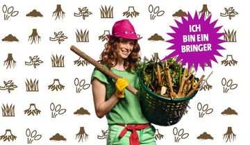 Frau mit Korb voll Ästen